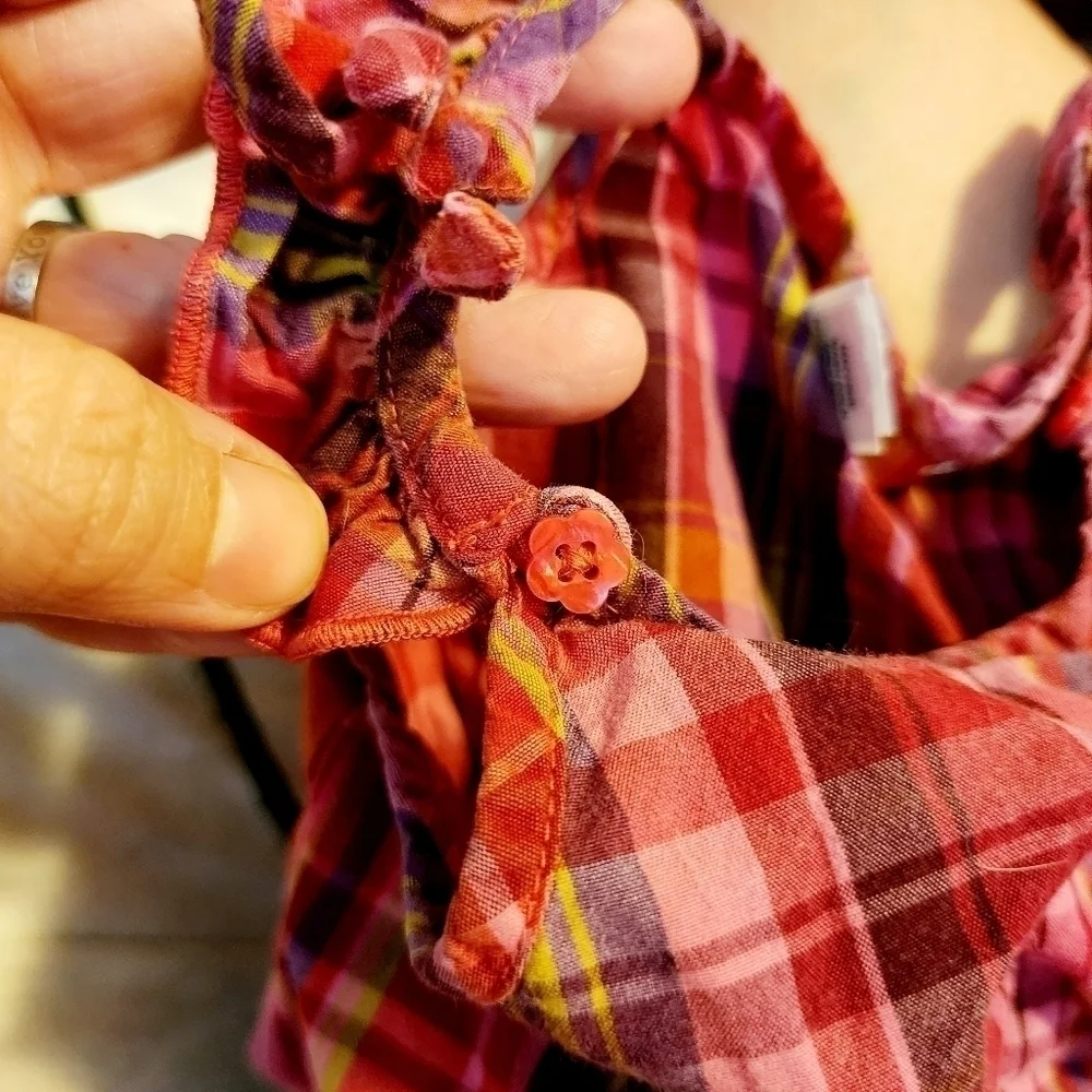 Baby Gap Pink Plaid Ruffle Infant Girl's Dress 3-6M Months 100% Cotton Cute EUC